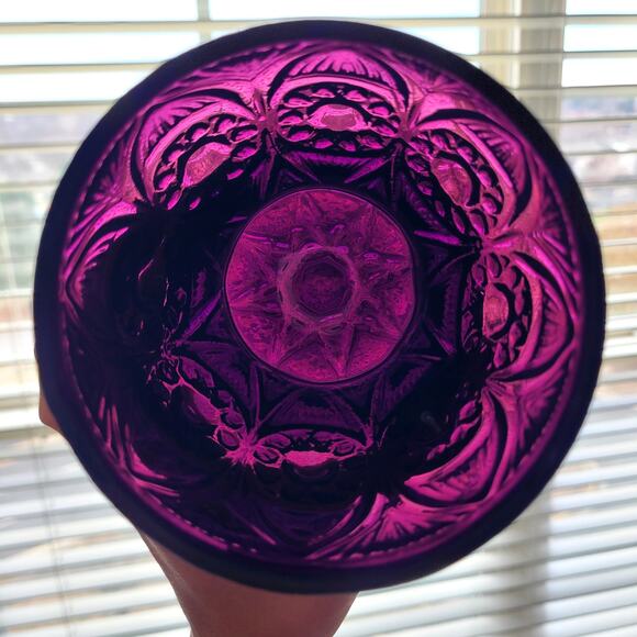 Purple Indiana Style Vintage Glass Vase Bowl - Picture 2 of 6